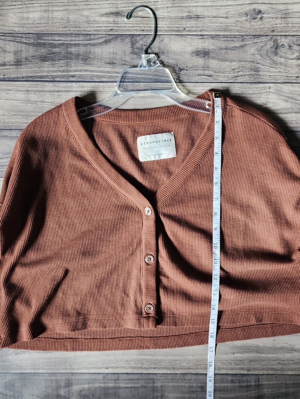 Aeropostale Brown Crop Button Up Cardigan - Picture 7 of 7